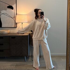 Axel & Rose Beige Mama Waffle Matching Lounge Set NEW